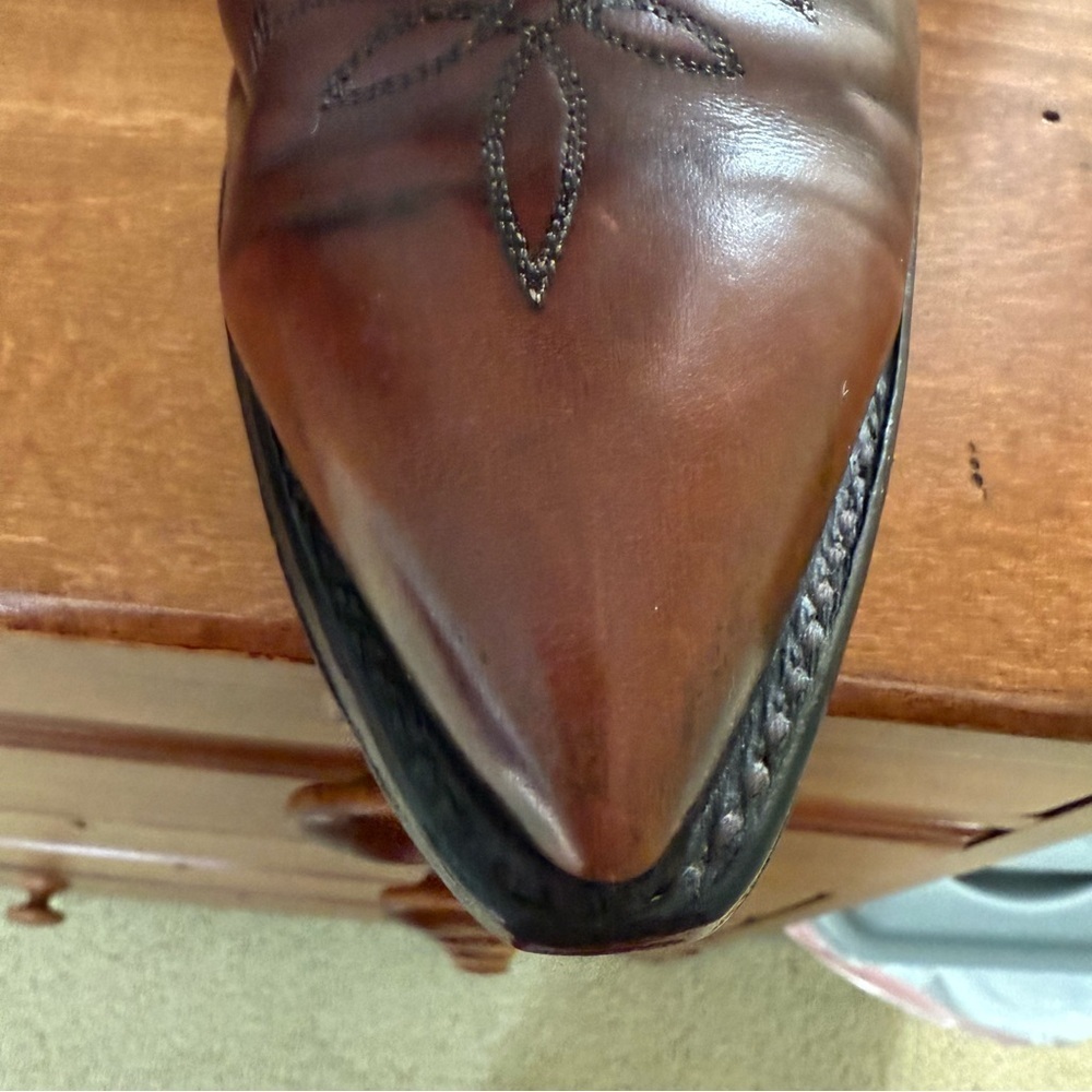 Dan Post brown Leather cowboy Boots Embroidery men’s 8 western pointed toe - Picture 7 of 16